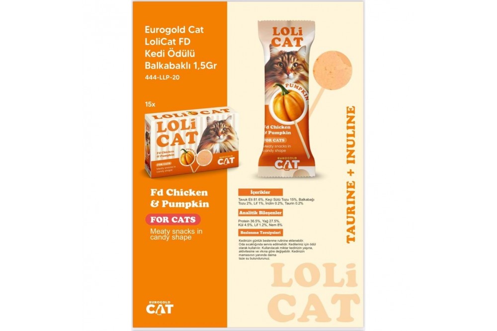 LoliCat FD Kedi Ödülü Balkabaklı 1,5 Gr LoliCat FD Kedi Ödülü Balkabaklı 1,5 Gr