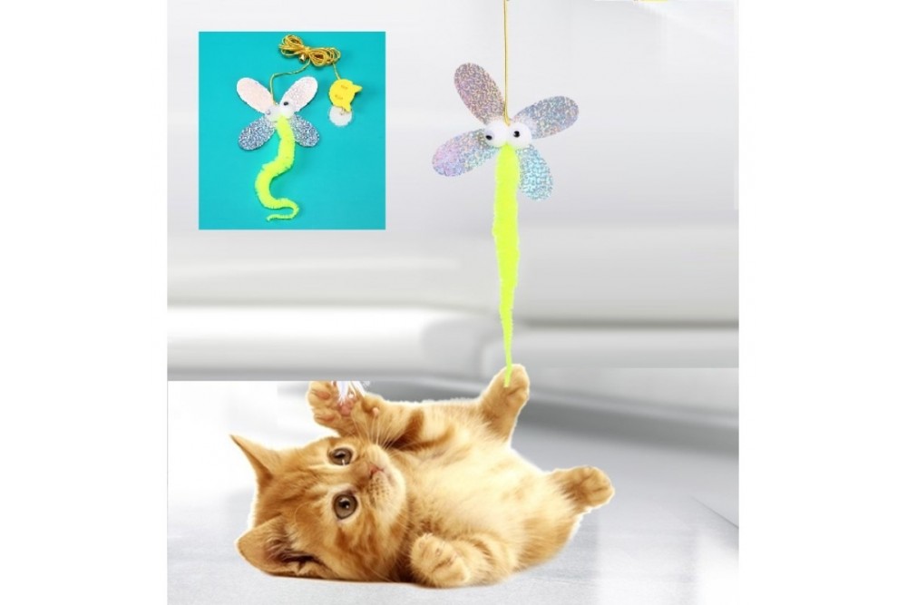 Kelebek Model Elastik Kendinden Yapışkanlı Kedi Oyun Oltası
